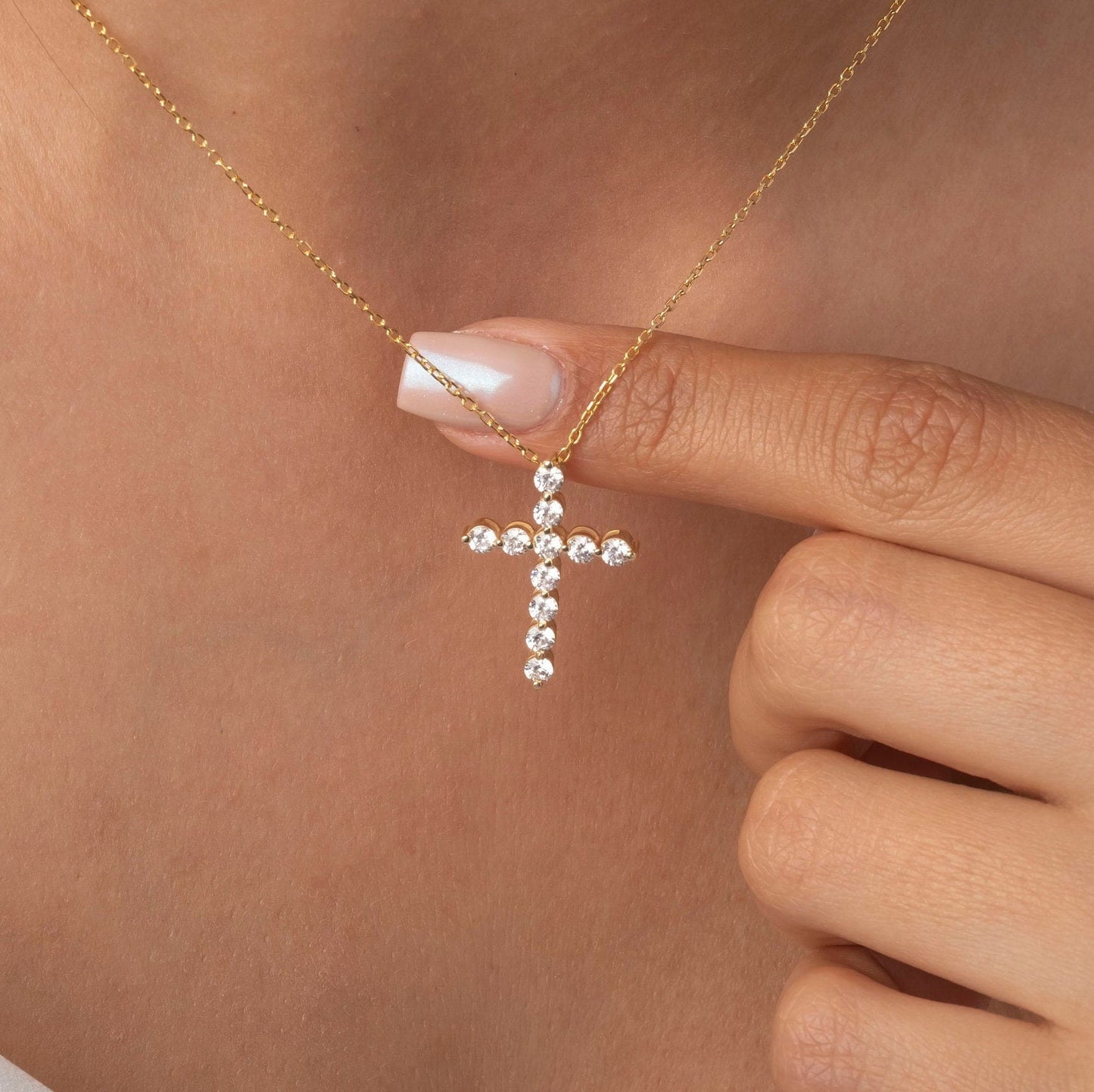 1 CT Floating Diamond Cross Necklace