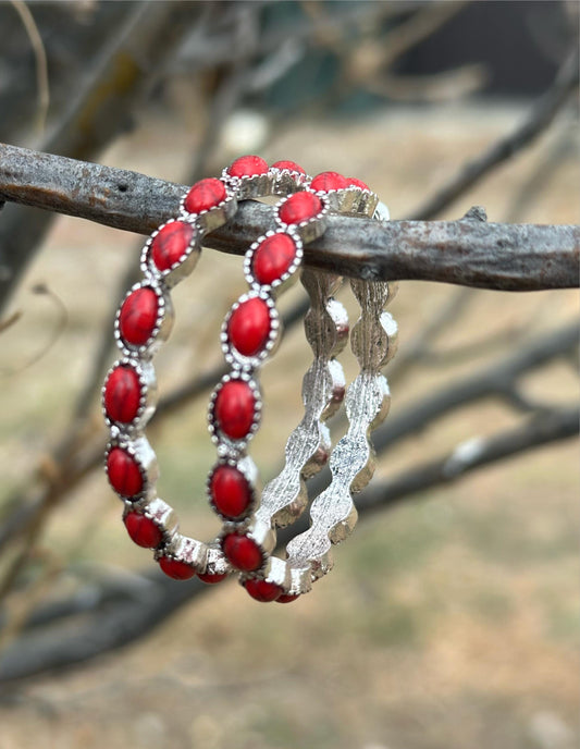 Red Hoop Earrings – Valentine's Earrings, Boho Western Style