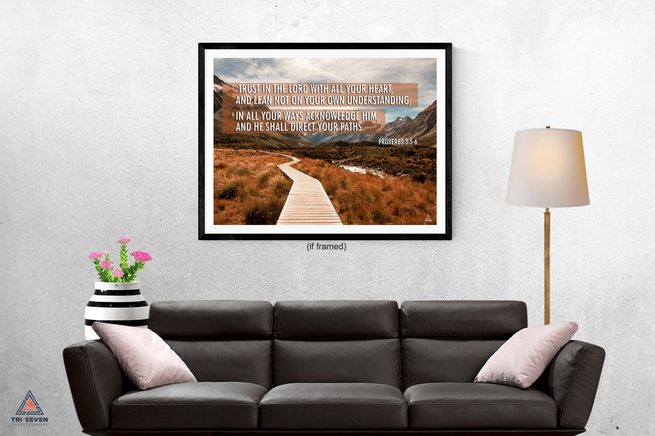 Proverbs 3:5-6 Poster Trust in the Lord Bible Verse Quote Wall Art (24"x18")