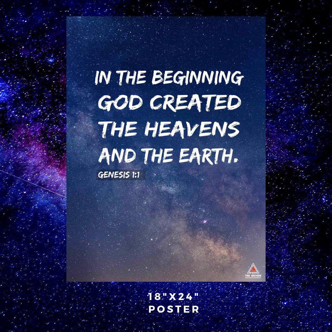 Genesis 1:1 Poster In the Beginning Bible Scripture Verse Quote Wall Art (18"x24")