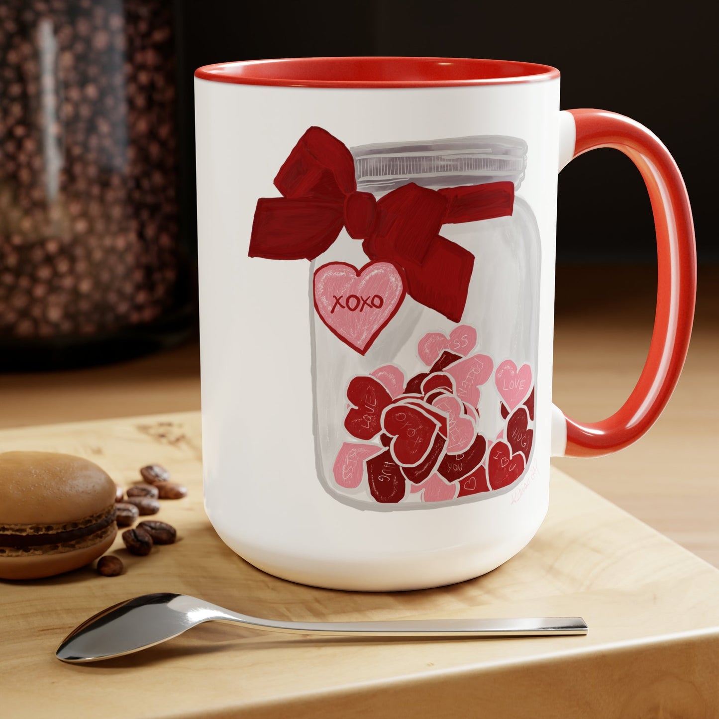 Jar of Hearts Two-Tone Coffee Mugs, 15oz (Multiple colors)