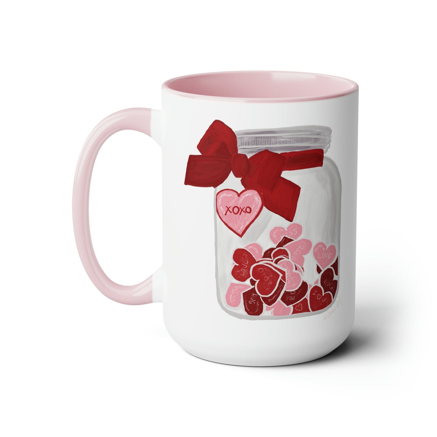 Jar of Hearts Two-Tone Coffee Mugs, 15oz (Multiple colors)