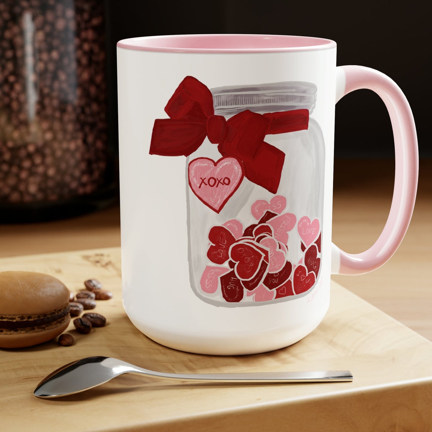 Jar of Hearts Two-Tone Coffee Mugs, 15oz (Multiple colors)