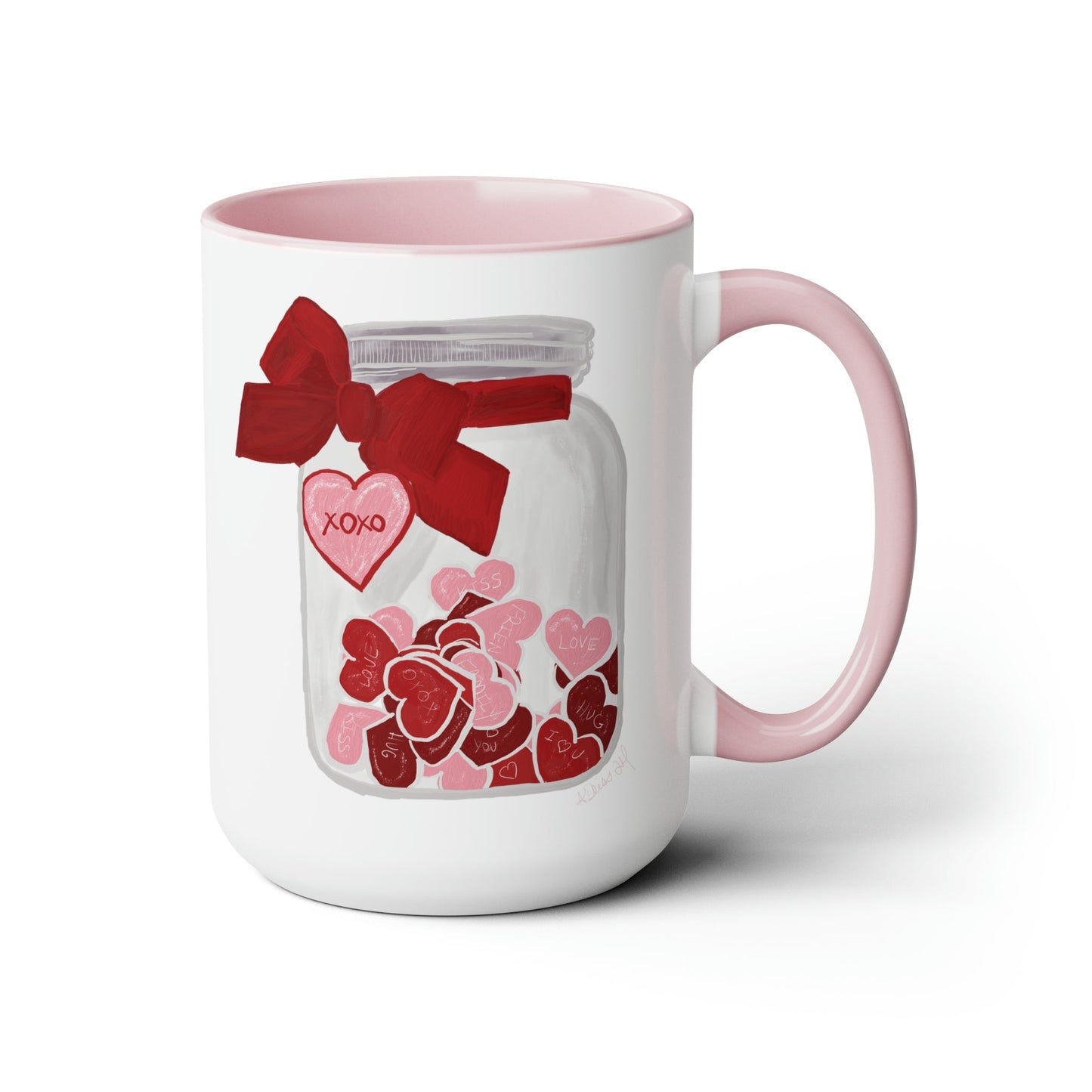 Jar of Hearts Two-Tone Coffee Mugs, 15oz (Multiple colors)