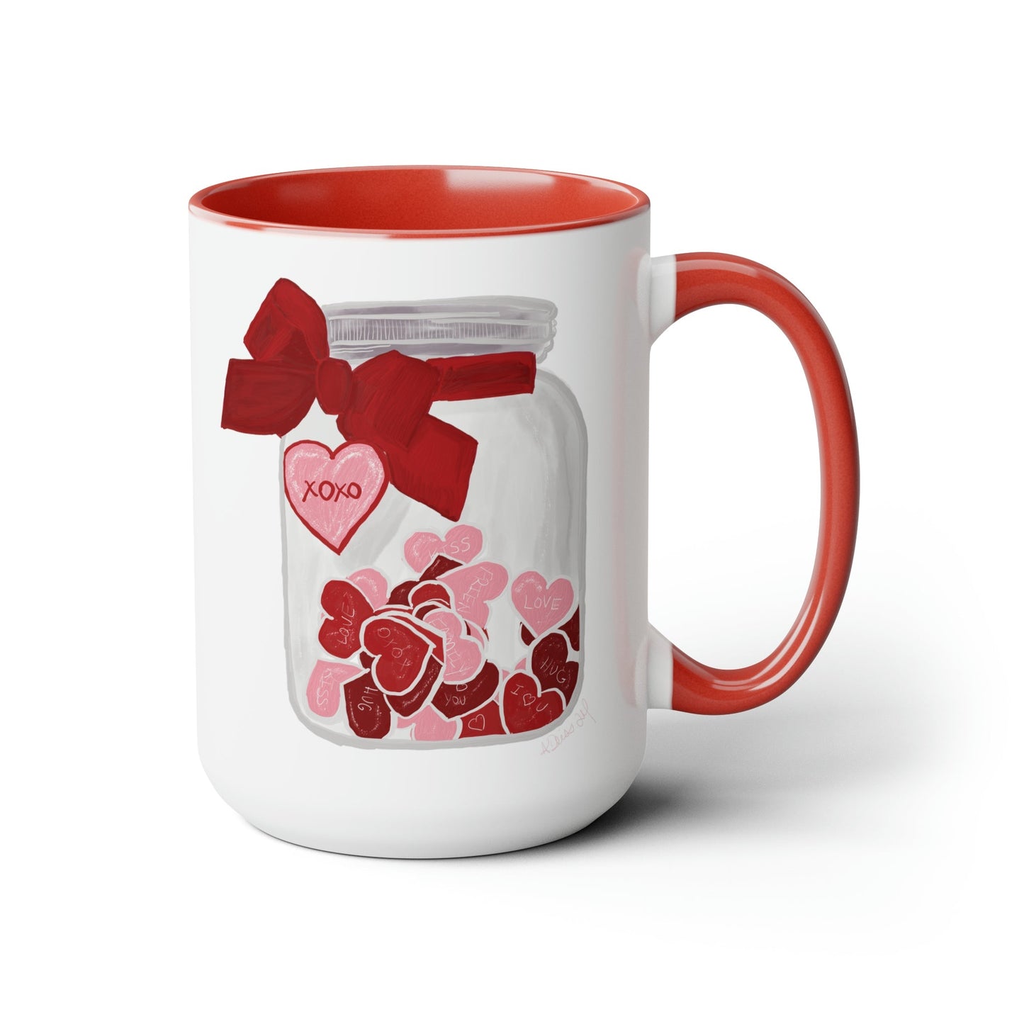 Jar of Hearts Two-Tone Coffee Mugs, 15oz (Multiple colors)