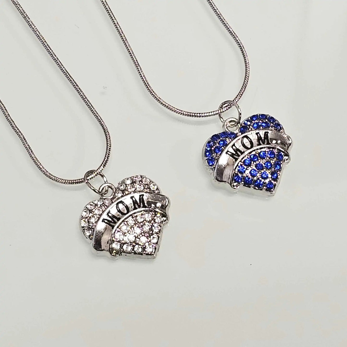 Love MOM Heart Shaped Pendant With Crystals And Chain