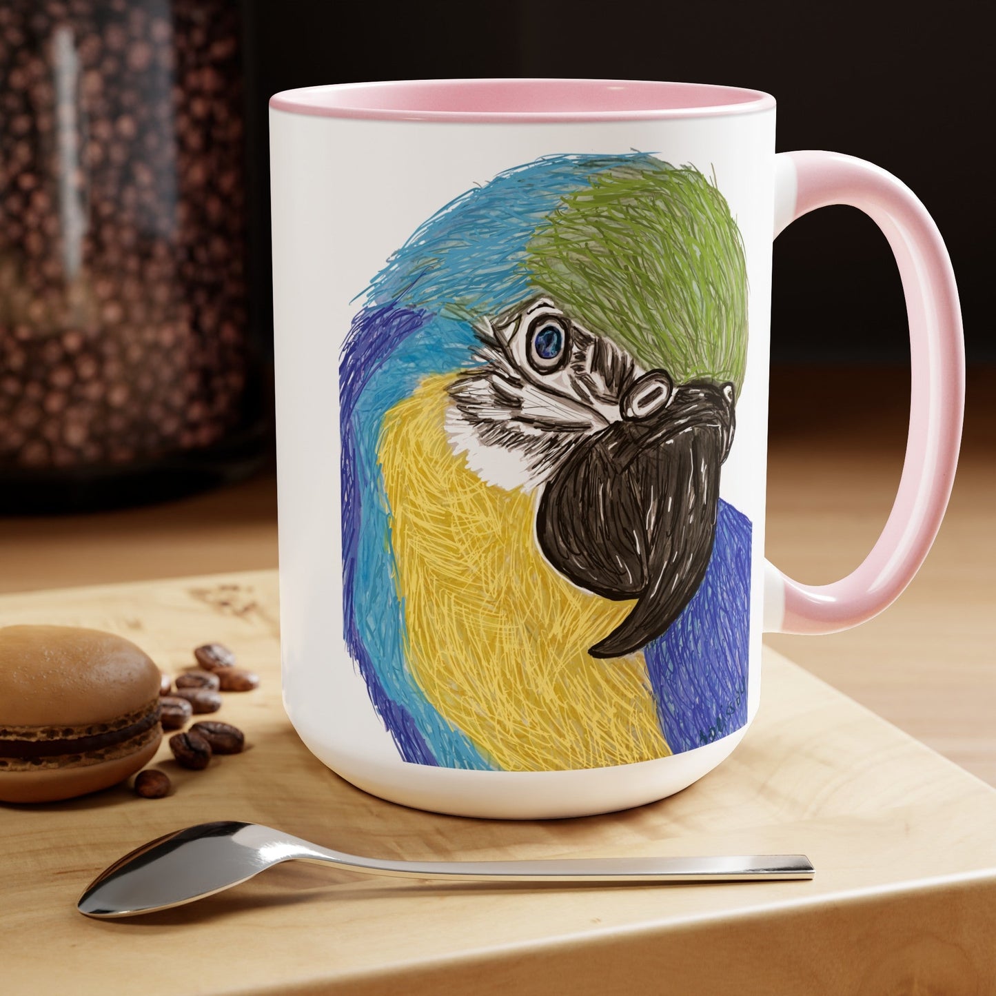 Macaw Two-Tone Coffee Mugs, 15oz