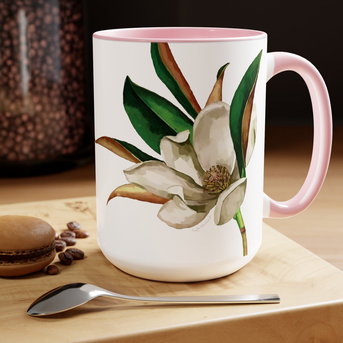 Magnolia Two-Tone Coffee Mugs, 15oz