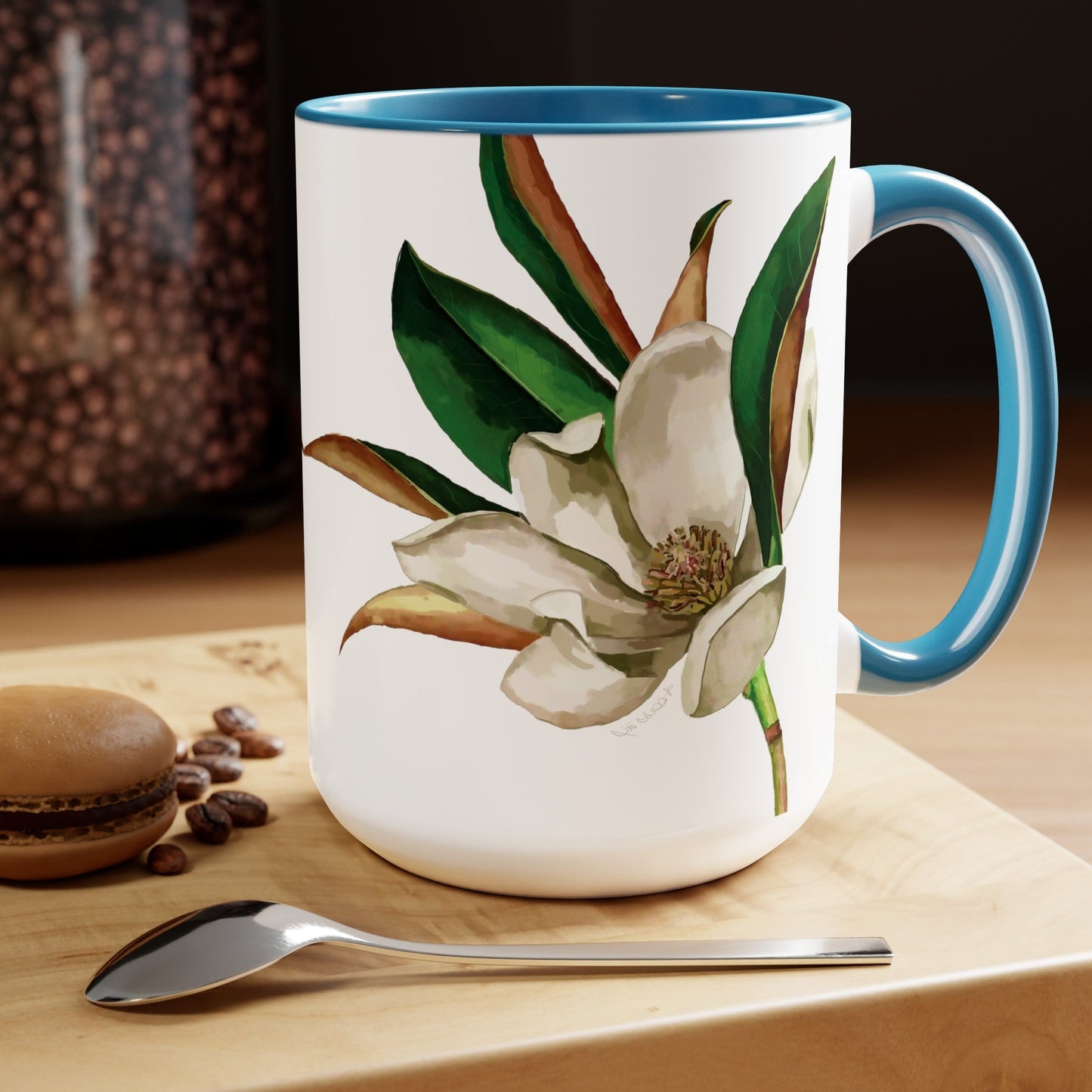 Magnolia Two-Tone Coffee Mugs, 15oz