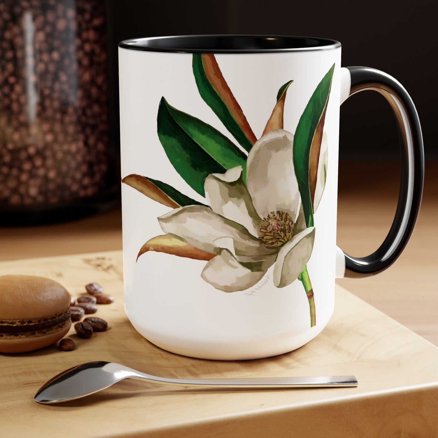 Magnolia Two-Tone Coffee Mugs, 15oz