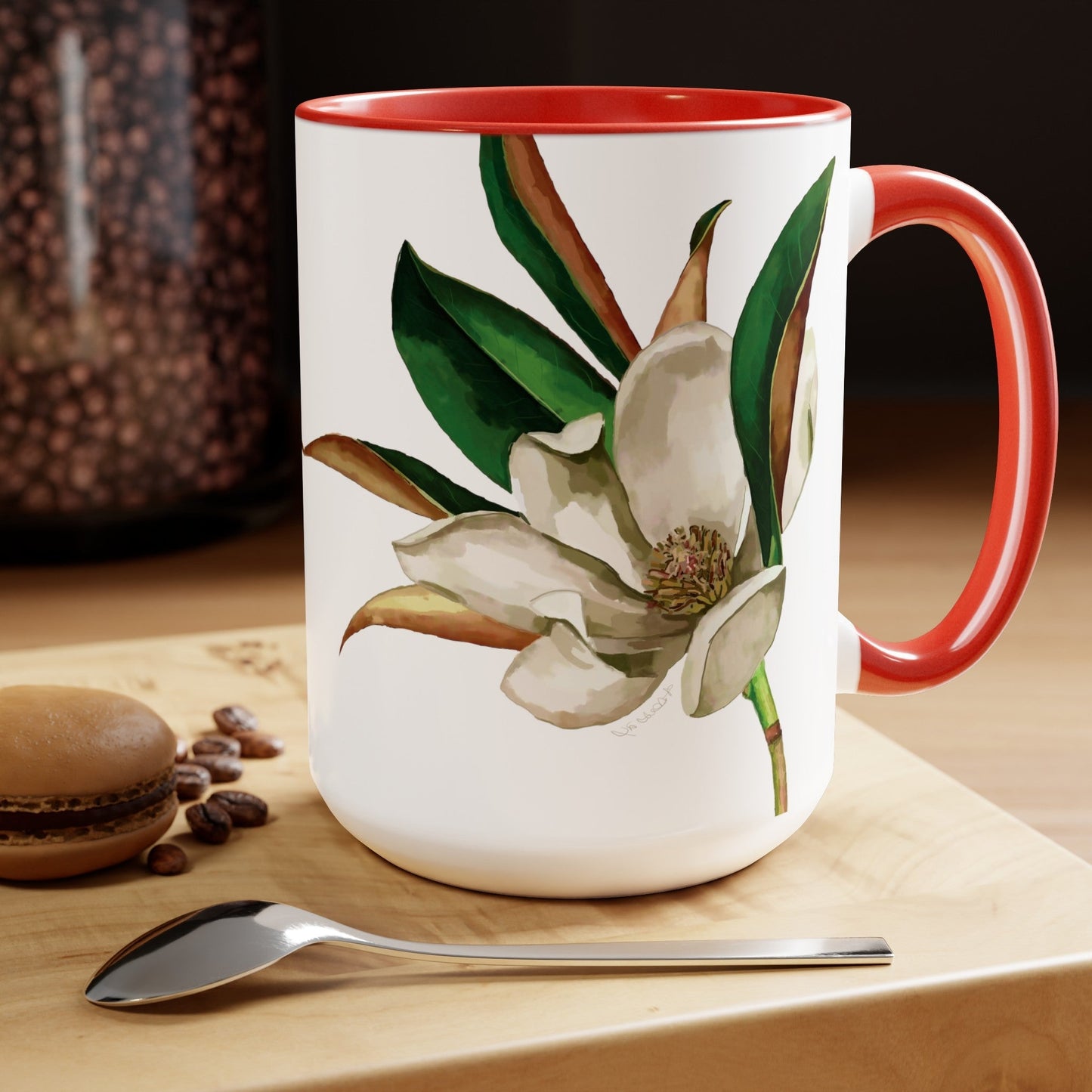 Magnolia Two-Tone Coffee Mugs, 15oz