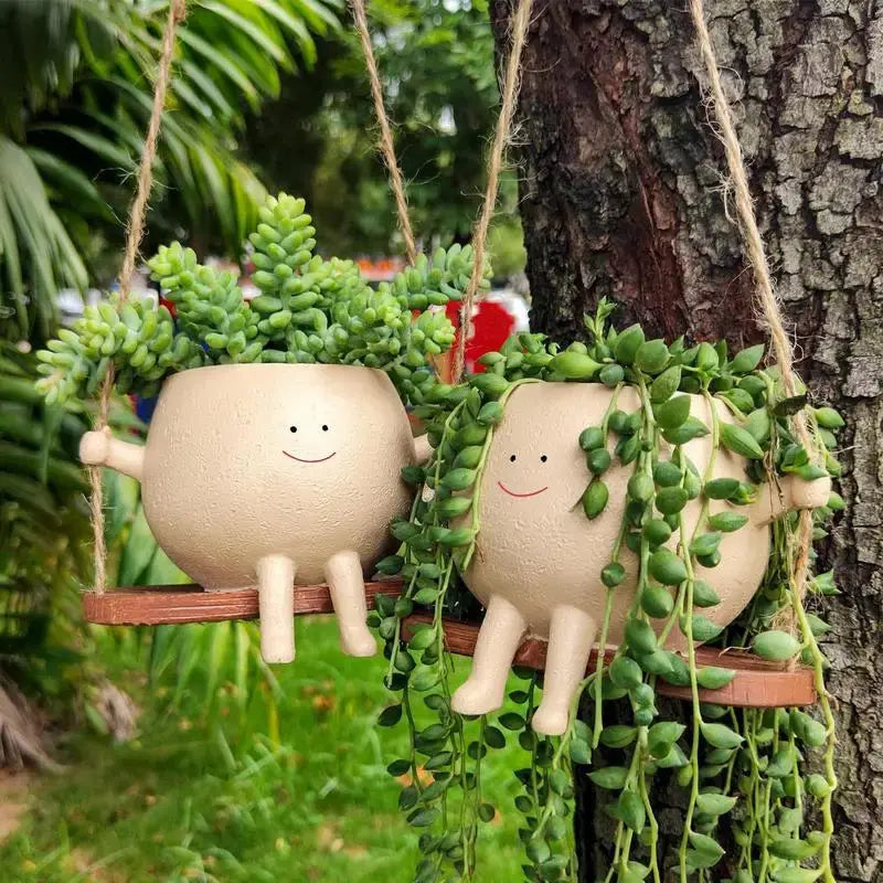 Swinging Face Planter Pot