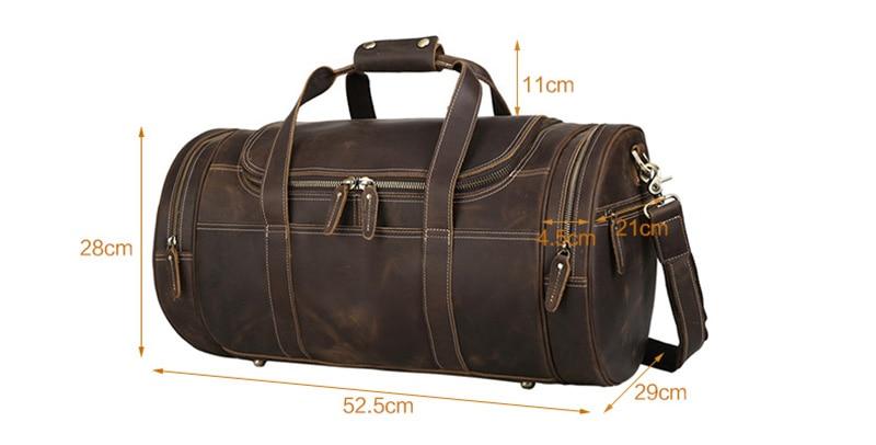 The Wainwright Weekender Bag | Vintage Round Crazy Horse Leather Travel Duffel with Pockets