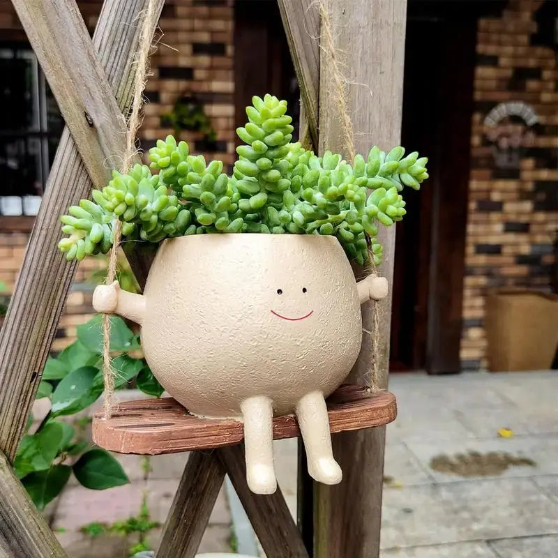 Swinging Face Planter Pot