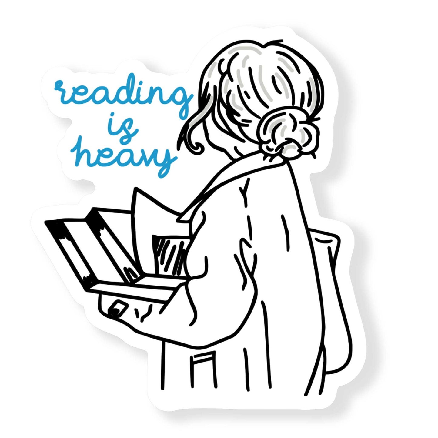 Funny Reading Is Heavy Parody Sticker - Hilarious 1.74" x 2" Book Lover Gift