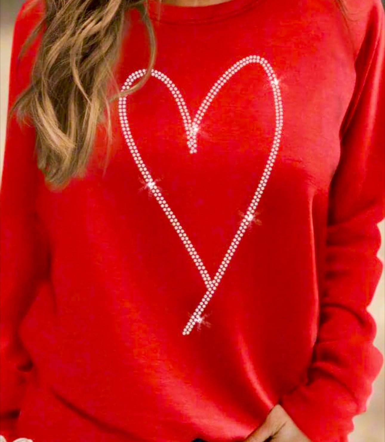 Rhinestone Heart Shaped Sweatshirt, Valentine's Day Sweatshirt