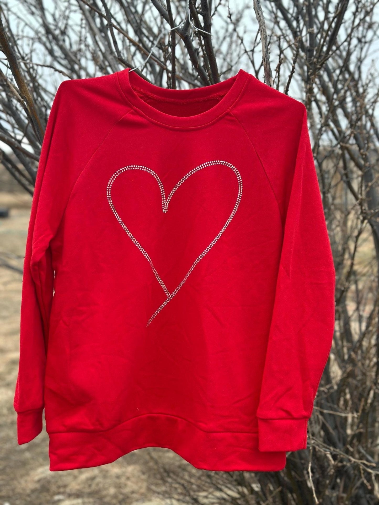 Rhinestone Heart Shaped Sweatshirt, Valentine's Day Sweatshirt