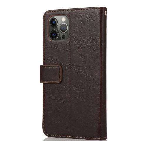 Indy Series Brown Leather Wallet Case for iPhone 12 & 12 Pro - Kickstand & Card Holder