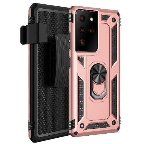 Military Kickstand Rose Gold Series Case - Samsung Galaxy S21 Ultra