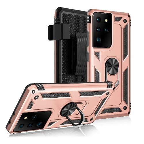 Military Kickstand Rose Gold Series Case - Samsung Galaxy S21 Ultra