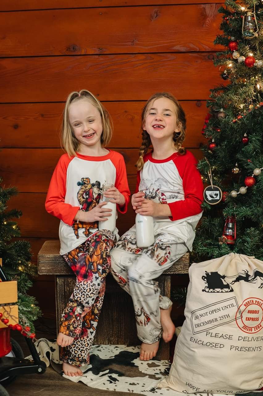 Western Christmas Pajamas, Santa Cowboy and Horse Pajamas