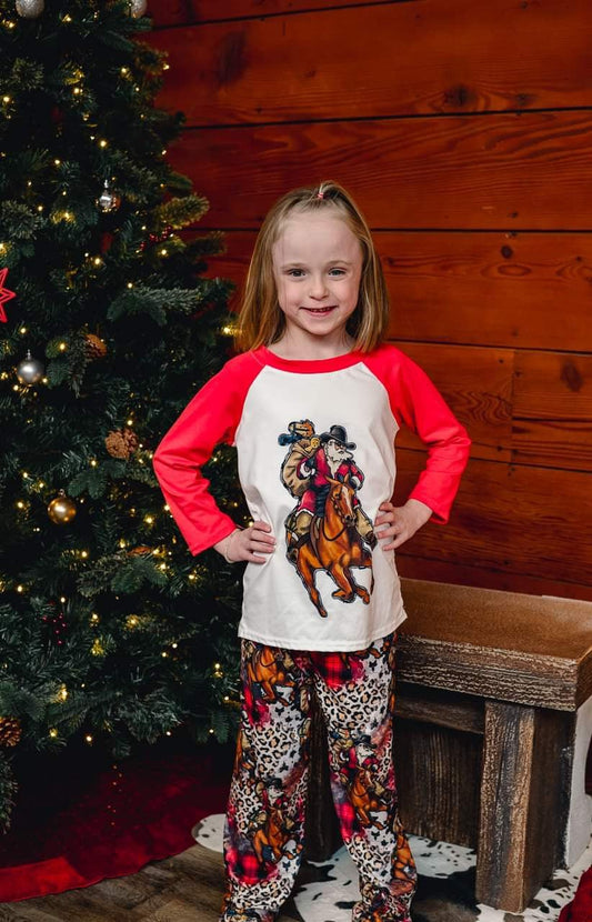 Western Christmas Pajamas, Santa Cowboy and Horse Pajamas