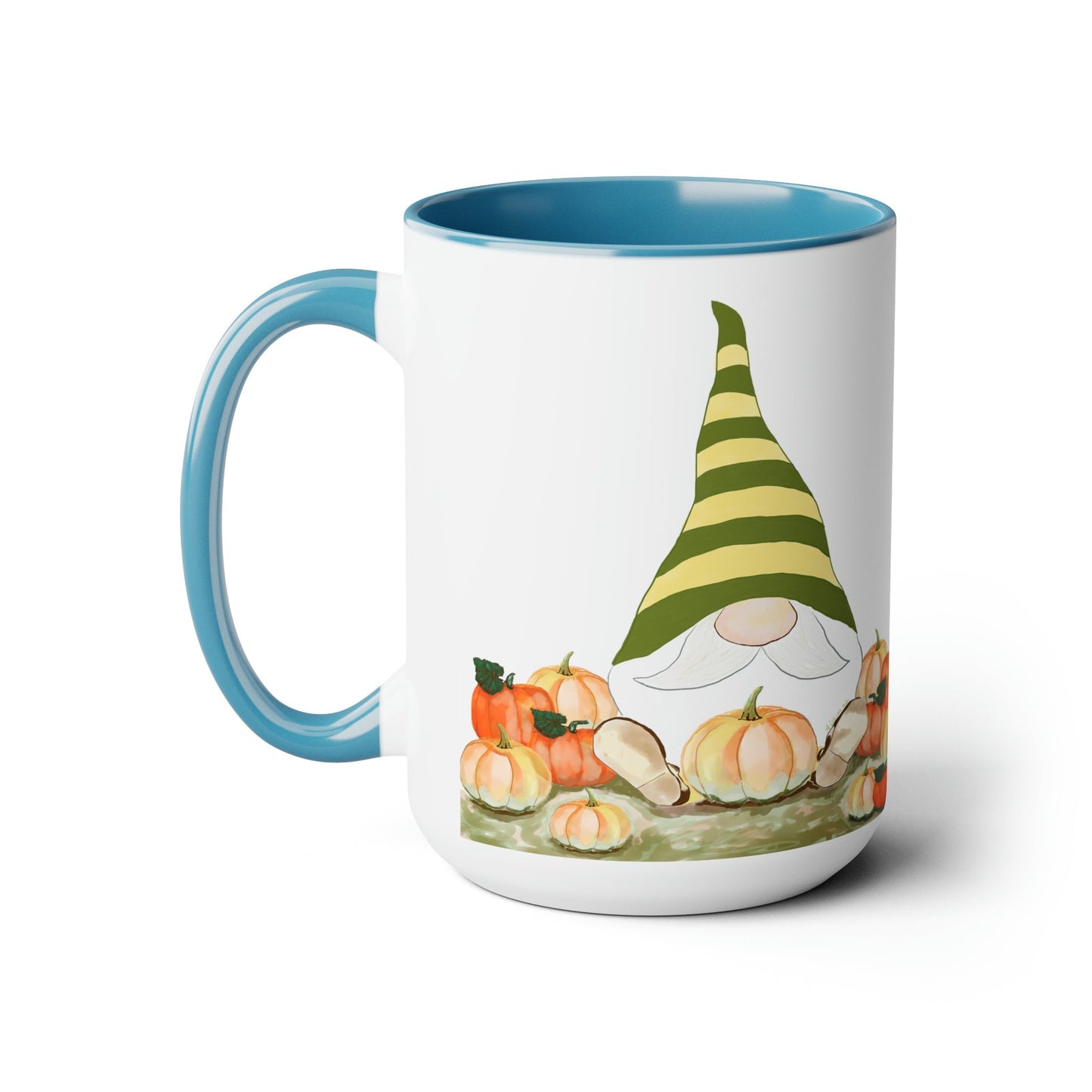 “Sawyer” Fall Gnome Two-Tone Coffee Mugs, 15oz