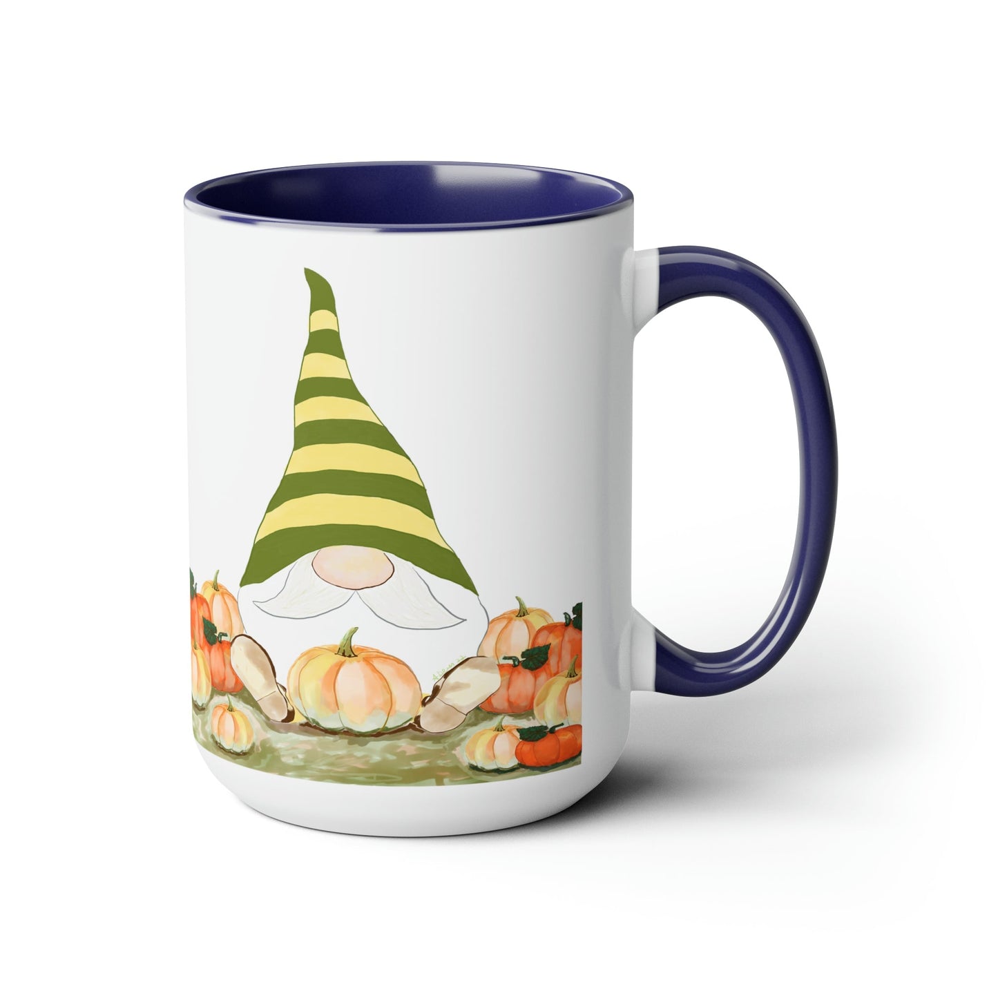 “Sawyer” Fall Gnome Two-Tone Coffee Mugs, 15oz