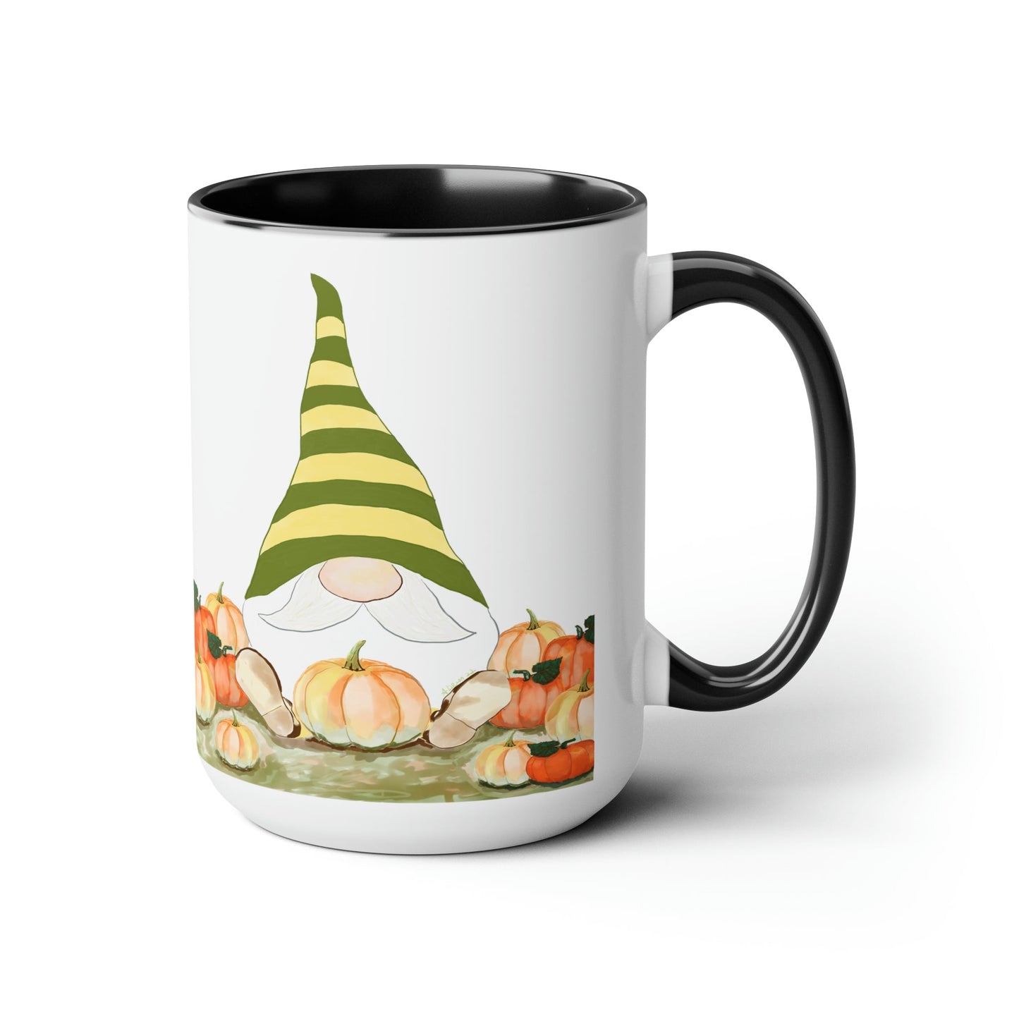 “Sawyer” Fall Gnome Two-Tone Coffee Mugs, 15oz