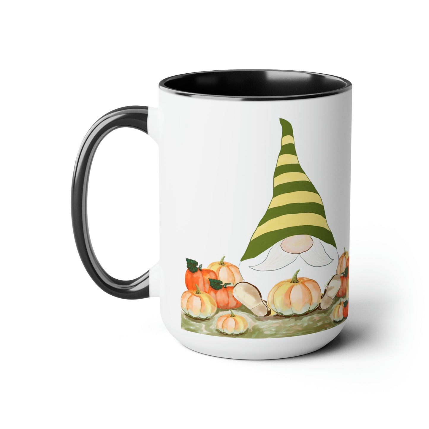 “Sawyer” Fall Gnome Two-Tone Coffee Mugs, 15oz