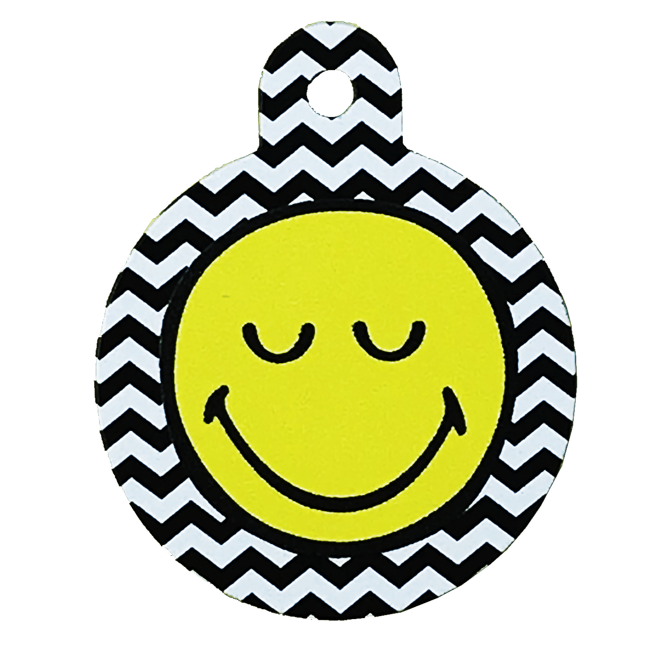 Smiley Face Zigzag Pet ID Tag Large Circle