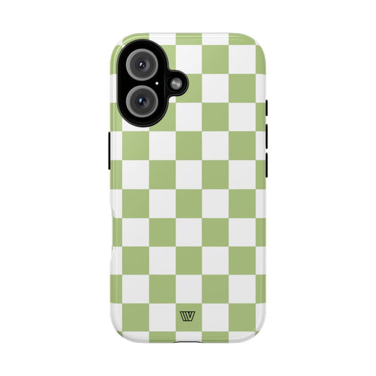 PALE OLIVE WHITE CHECKERBOARD | Tough Phone Case