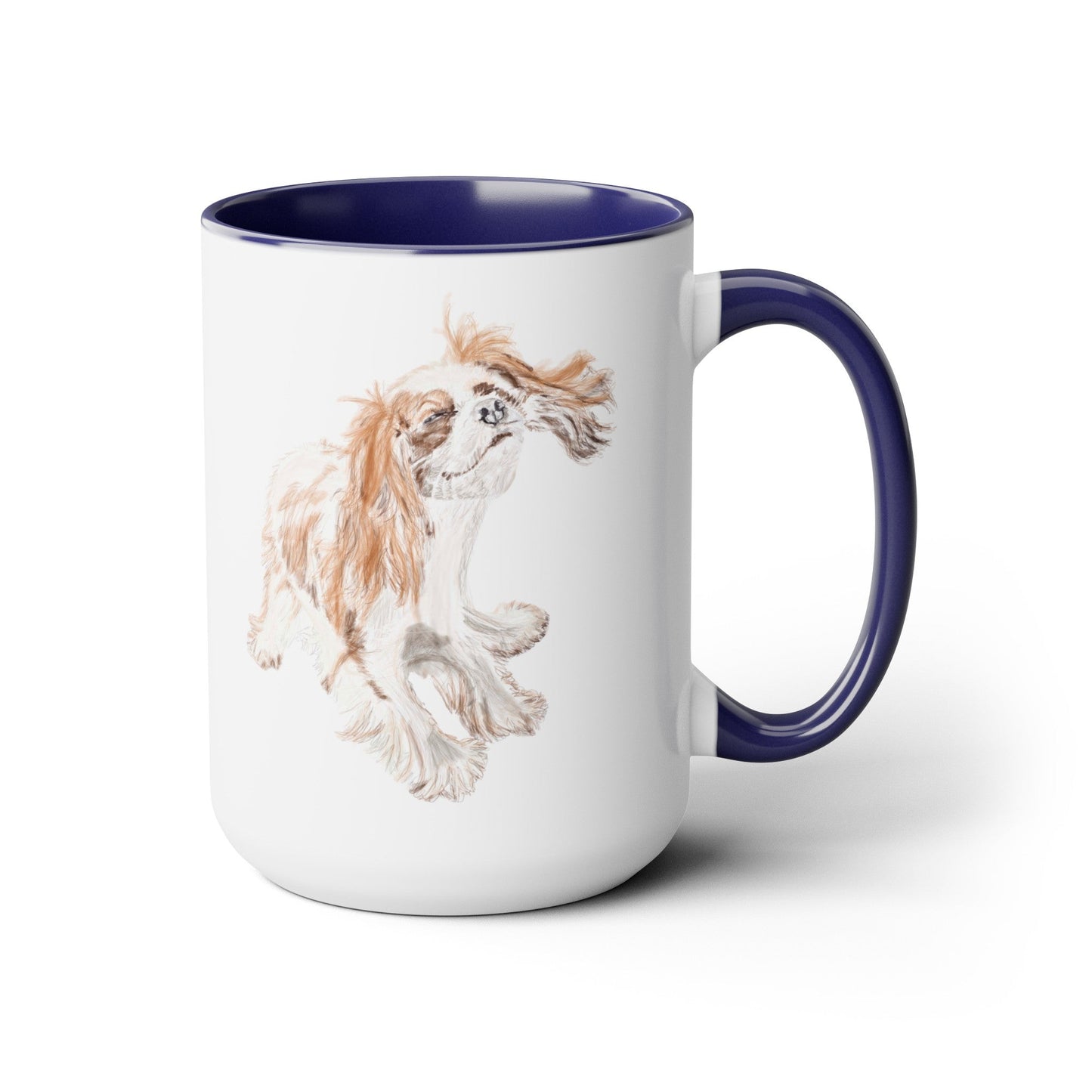 “Teddy” King Charles Puppy Two-Tone Coffee Mugs, 15oz