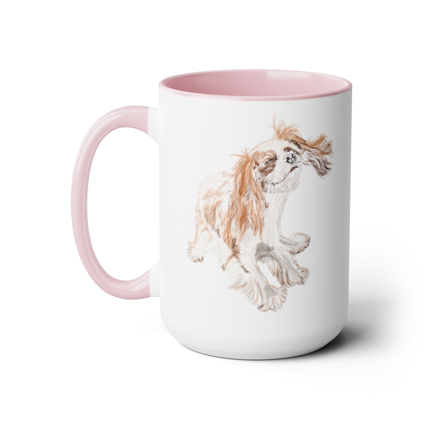 “Teddy” King Charles Puppy Two-Tone Coffee Mugs, 15oz