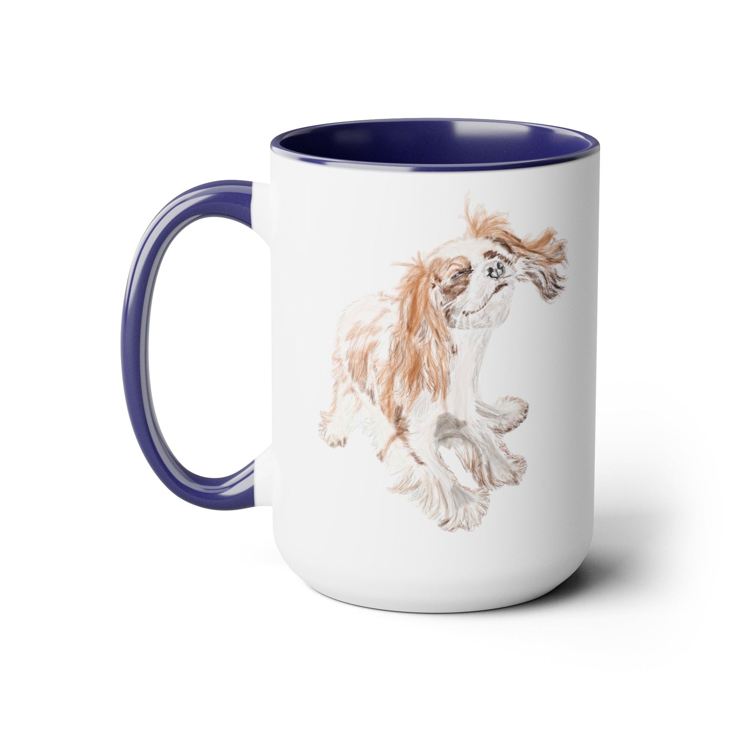 “Teddy” King Charles Puppy Two-Tone Coffee Mugs, 15oz