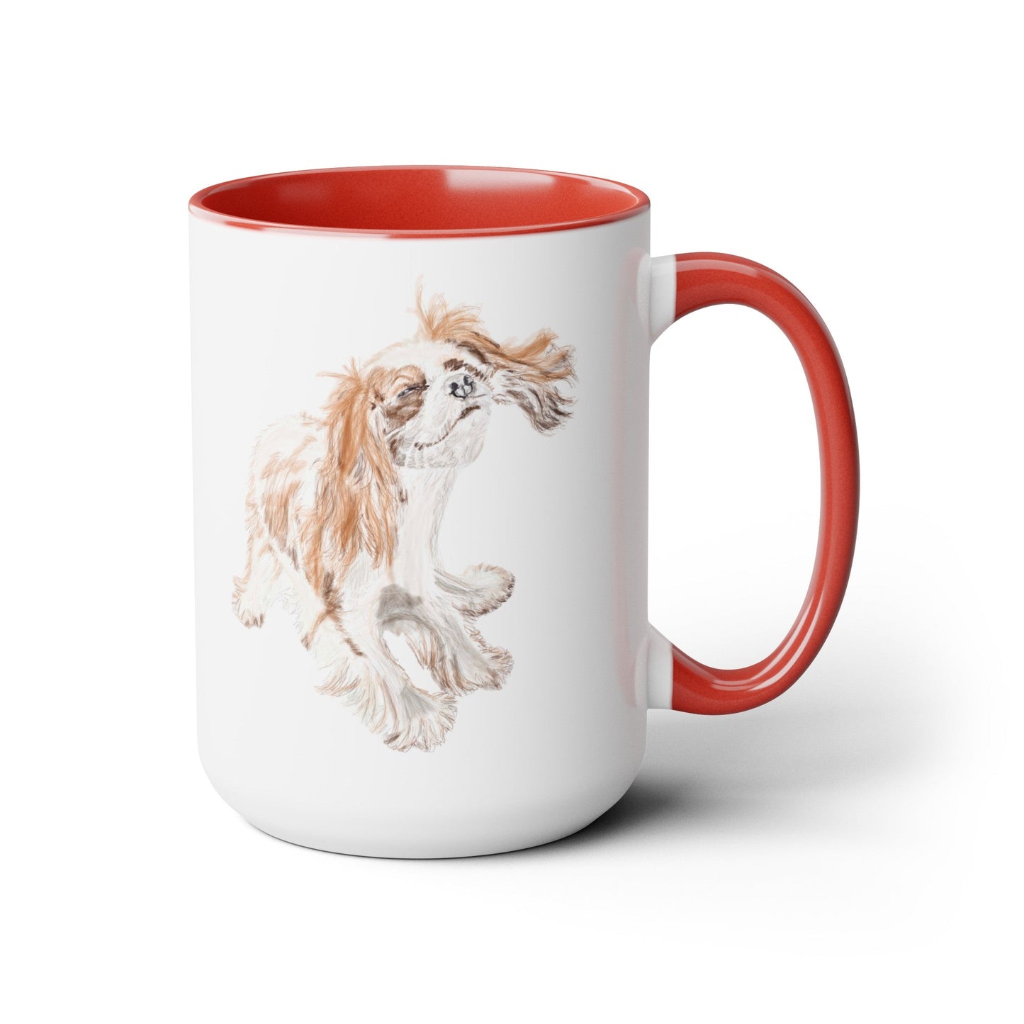 “Teddy” King Charles Puppy Two-Tone Coffee Mugs, 15oz