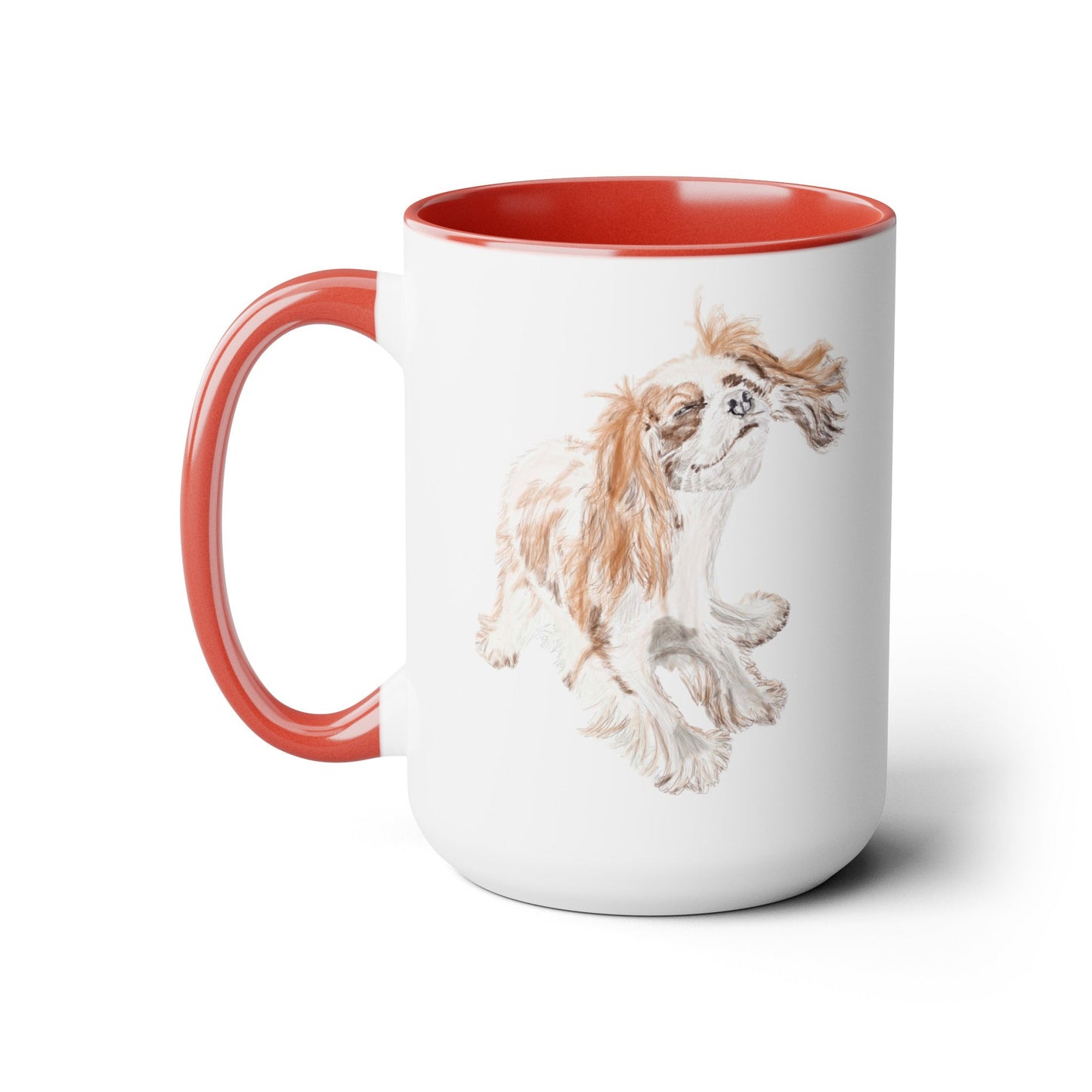 “Teddy” King Charles Puppy Two-Tone Coffee Mugs, 15oz