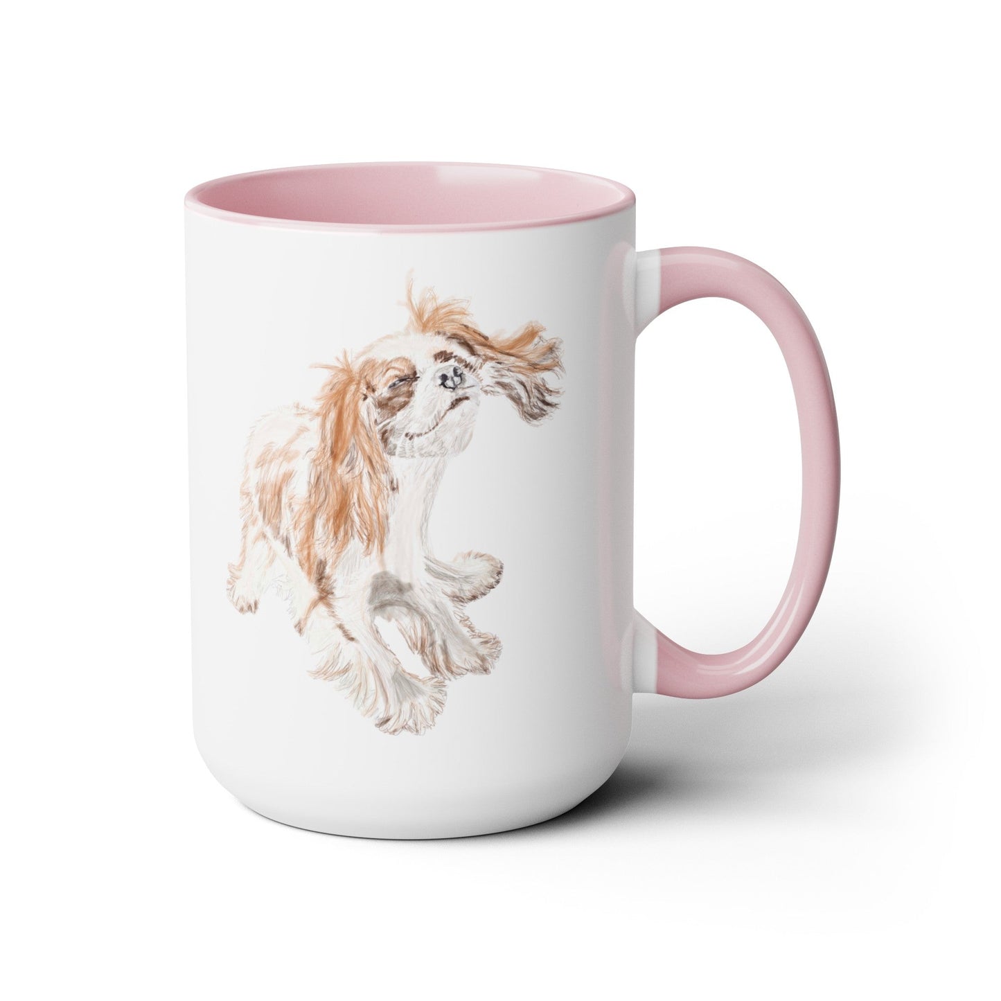 “Teddy” King Charles Puppy Two-Tone Coffee Mugs, 15oz