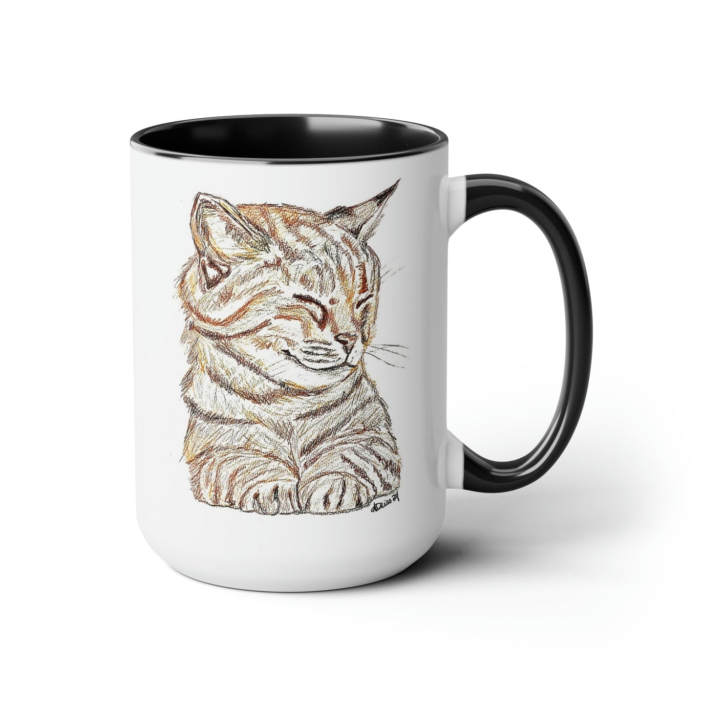 Cat Two-Tone Coffee Mugs, 15oz (5 colors available)