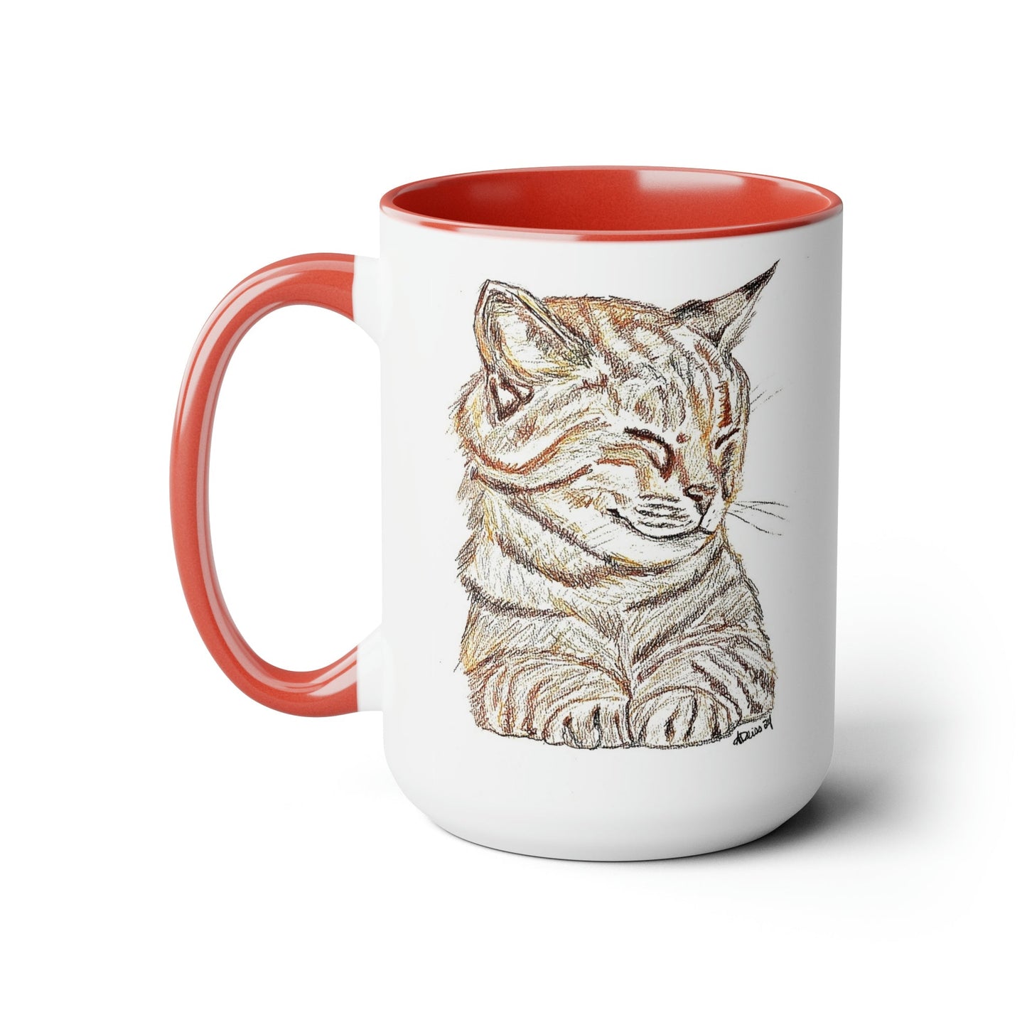 Cat Two-Tone Coffee Mugs, 15oz (5 colors available)