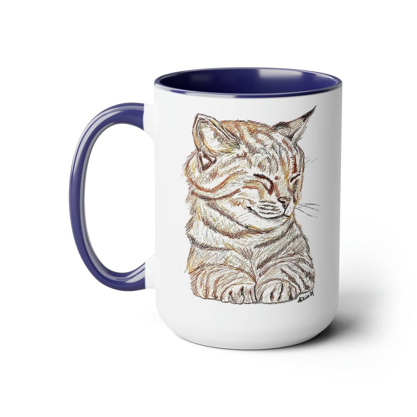 Cat Two-Tone Coffee Mugs, 15oz (5 colors available)