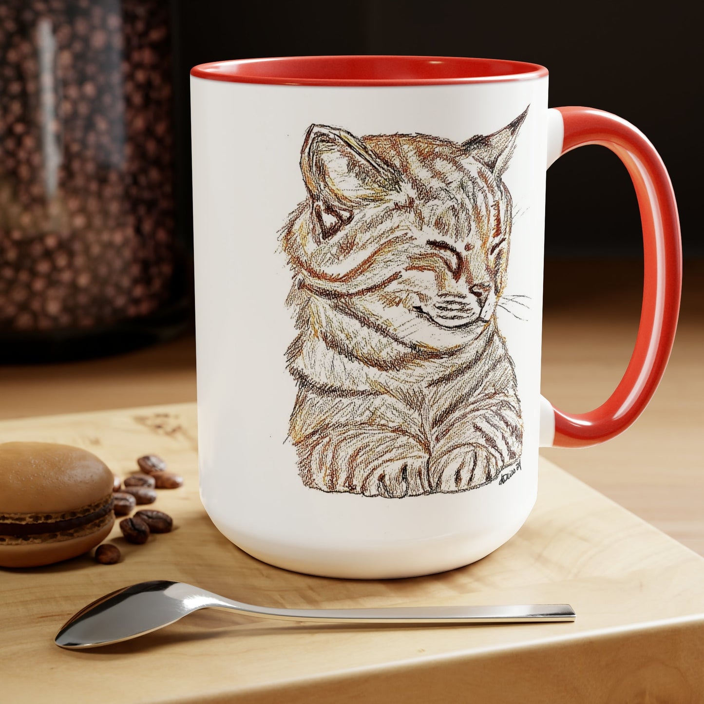 Cat Two-Tone Coffee Mugs, 15oz (5 colors available)