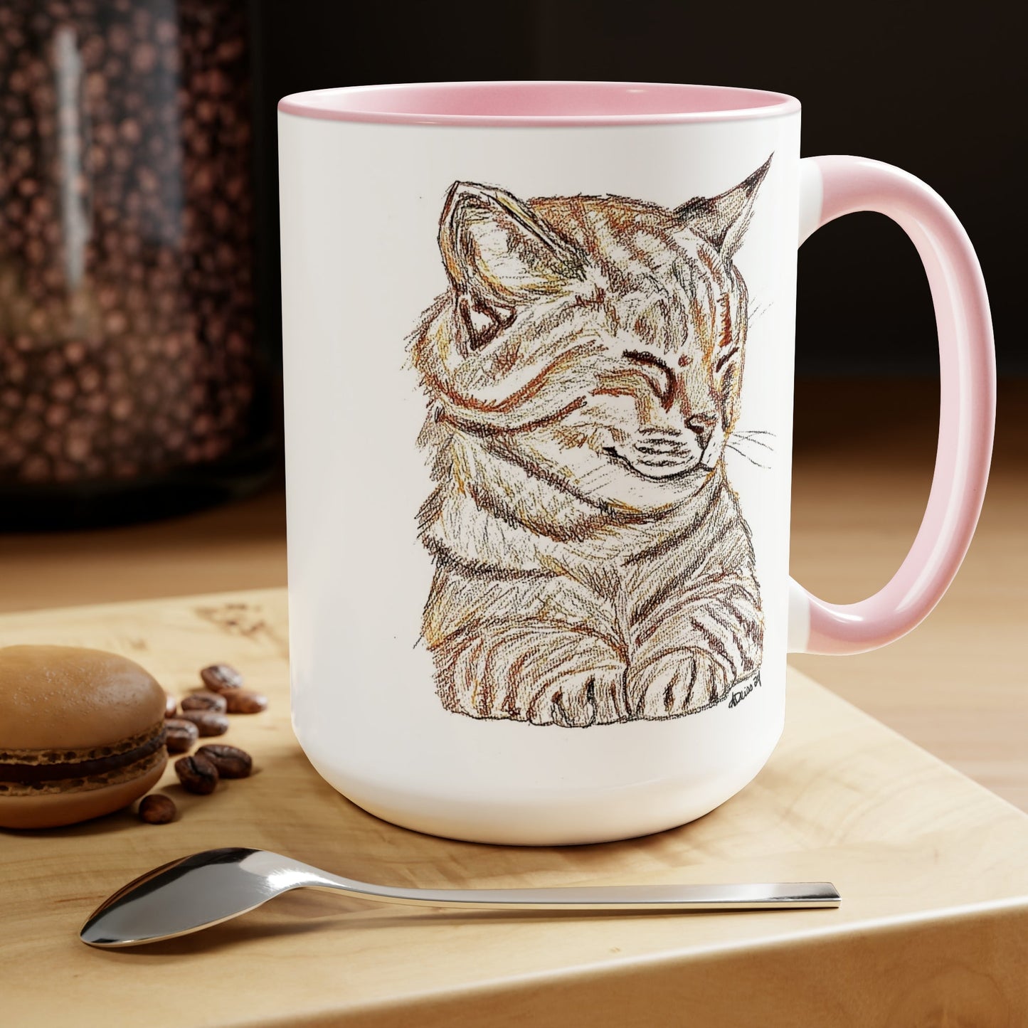 Cat Two-Tone Coffee Mugs, 15oz (5 colors available)