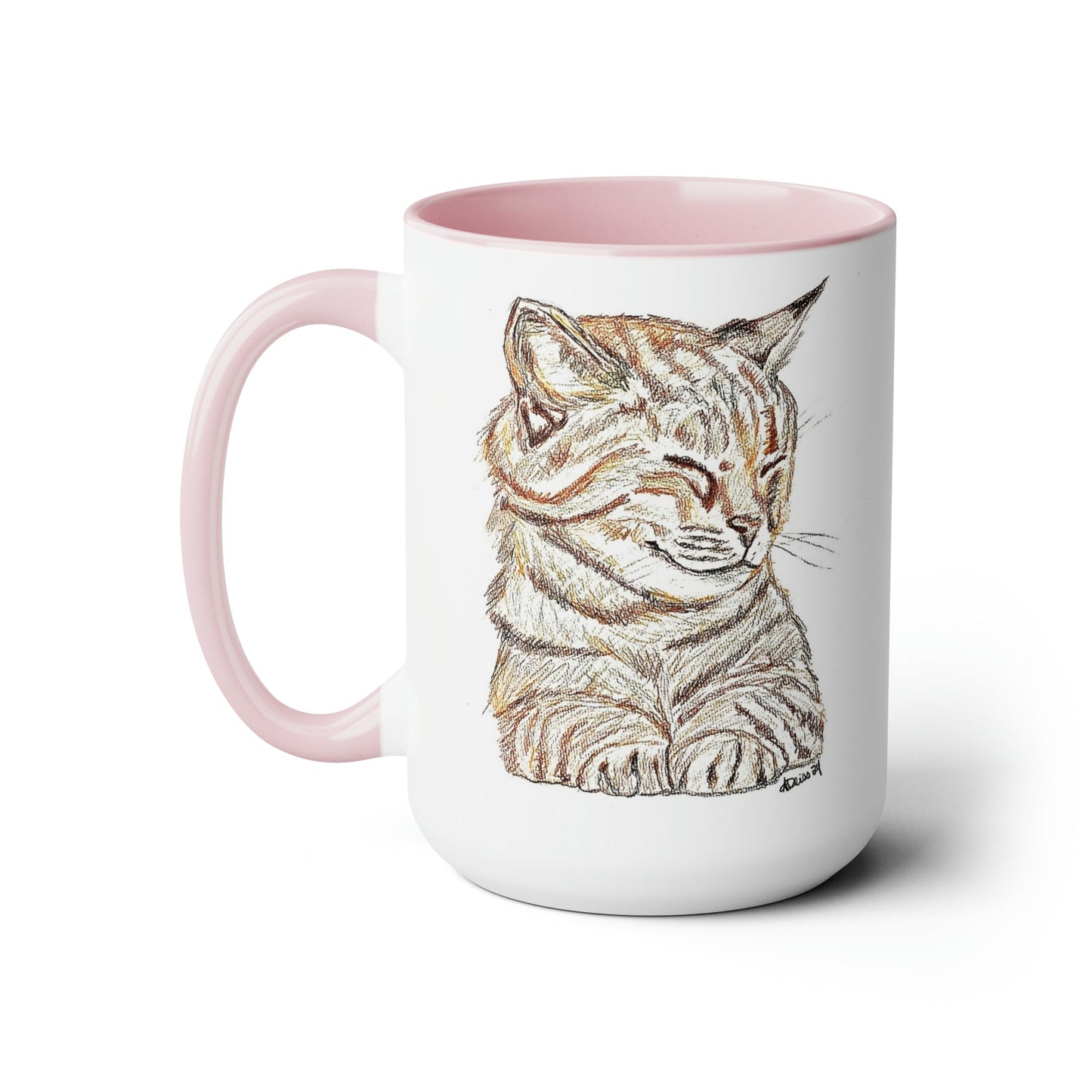 Cat Two-Tone Coffee Mugs, 15oz (5 colors available)