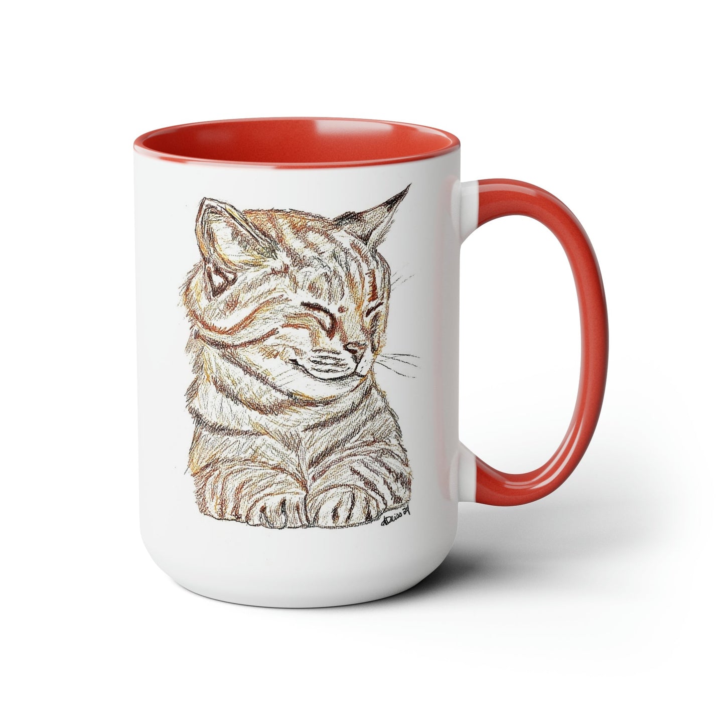 Cat Two-Tone Coffee Mugs, 15oz (5 colors available)