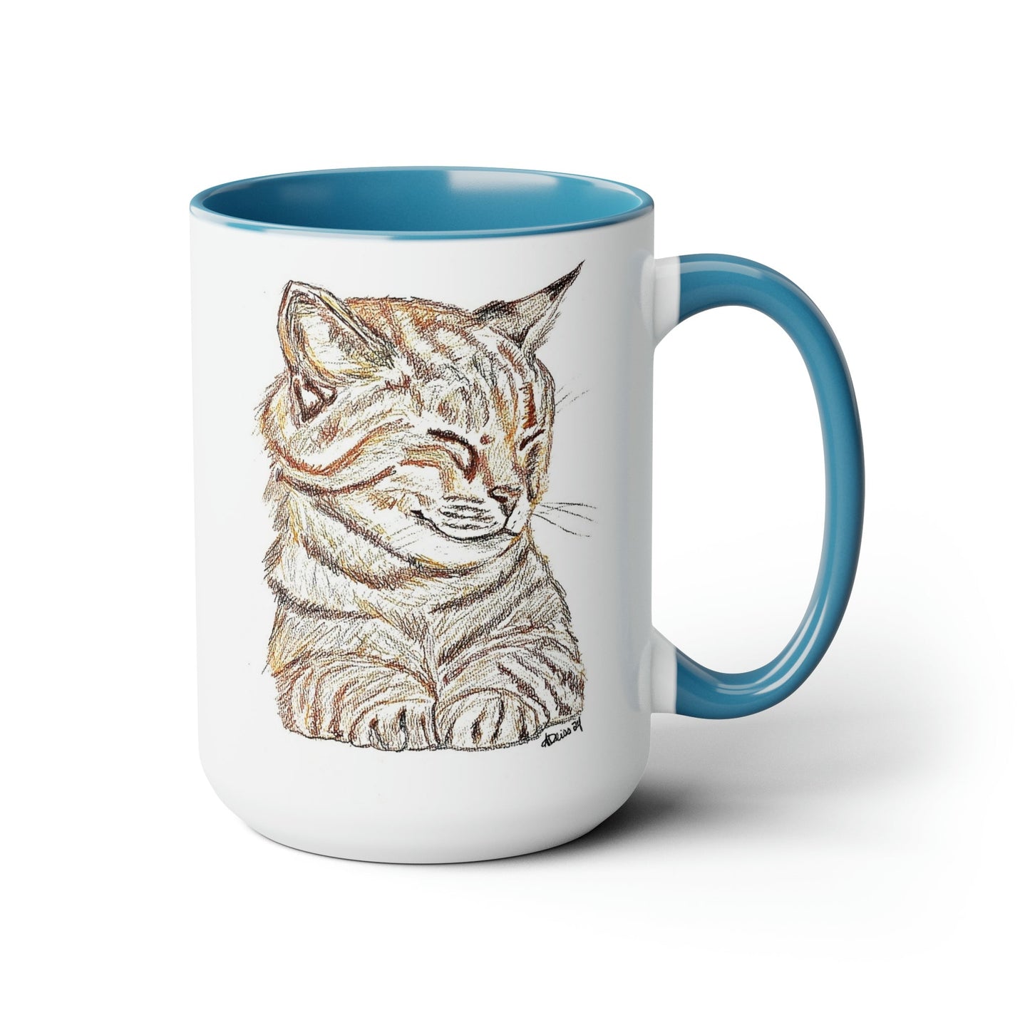 Cat Two-Tone Coffee Mugs, 15oz (5 colors available)