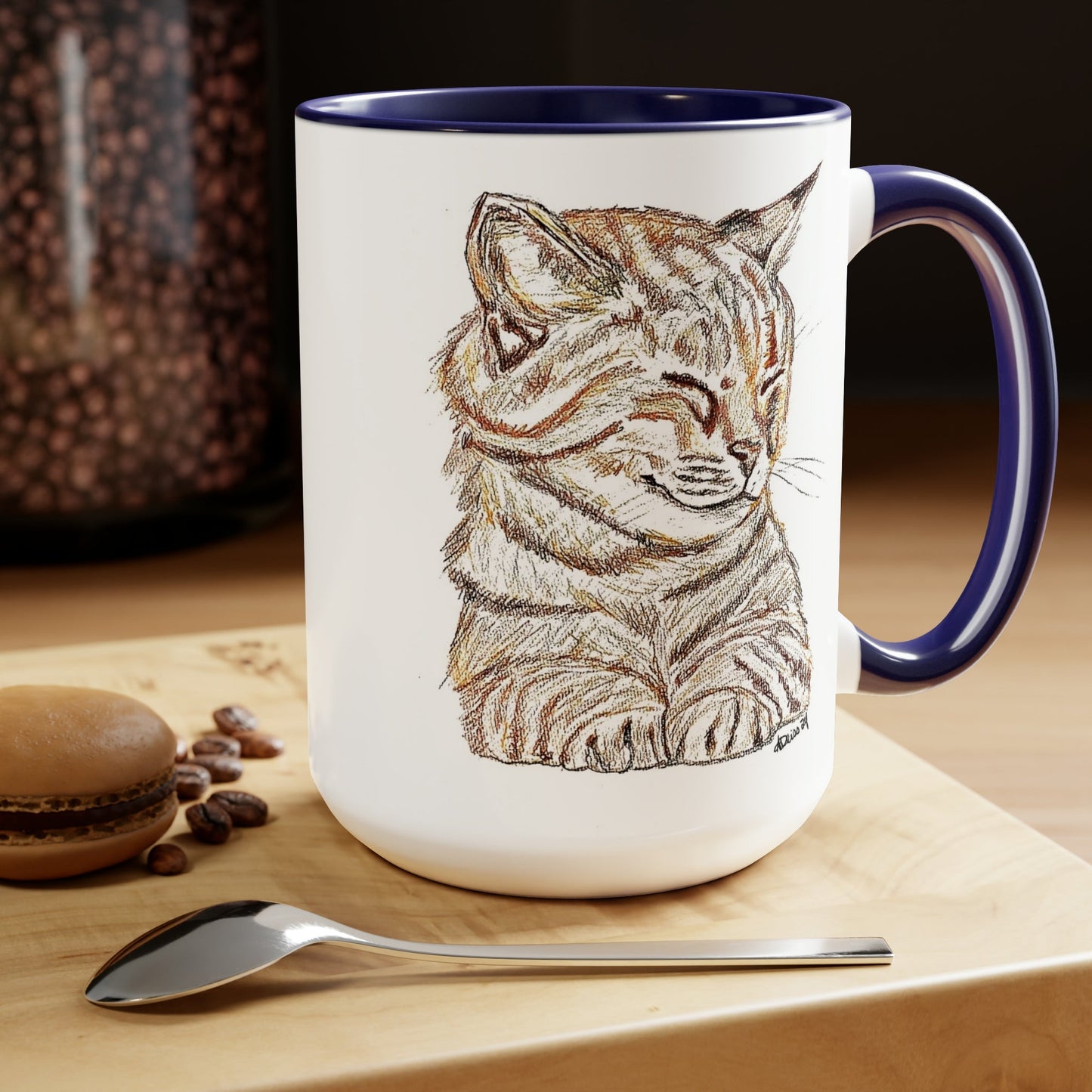 Cat Two-Tone Coffee Mugs, 15oz (5 colors available)