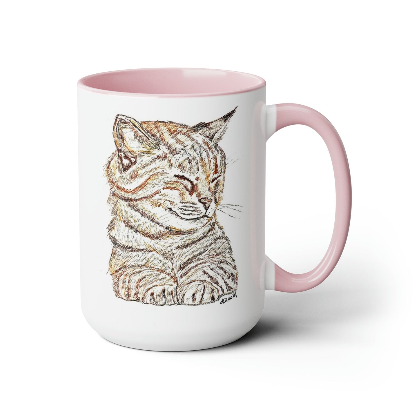 Cat Two-Tone Coffee Mugs, 15oz (5 colors available)