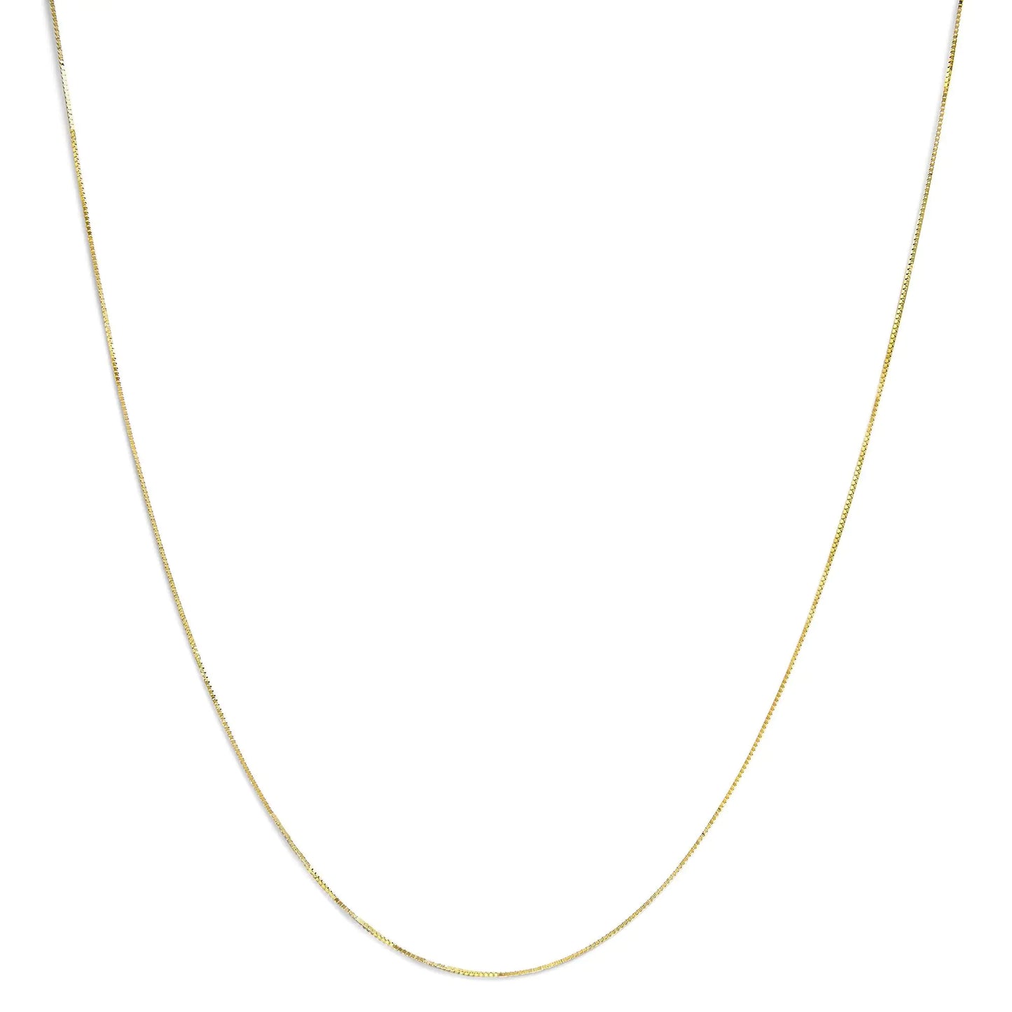 Unisex Solid 14K Gold 0.75mm Classic Box Chain Necklace