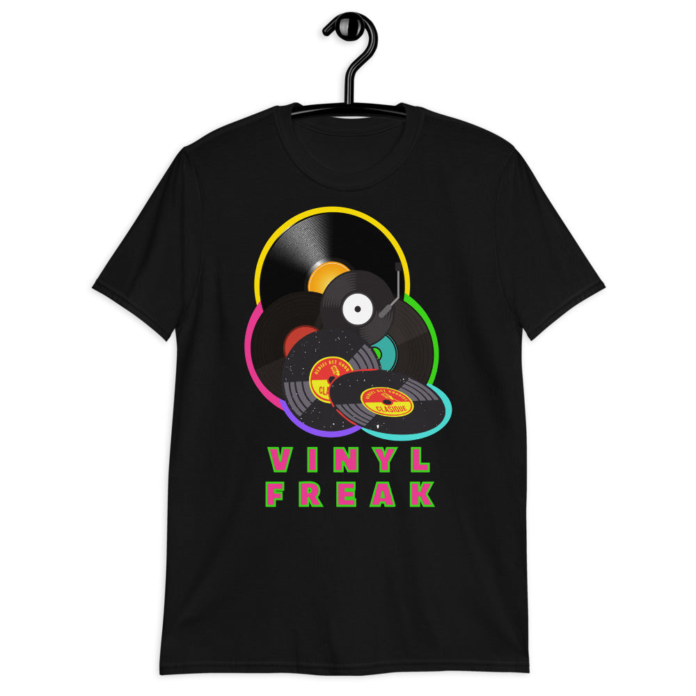 Vinyl Freak Old School Records Unisex Softstyle Tee - 100% Cotton, Retro Vinyl Lover Shirt